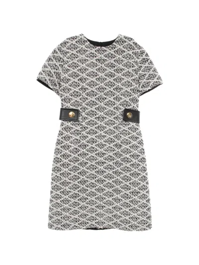 Pre-owned Louis Vuitton 2010s Checked Tweed Midi Dress In White