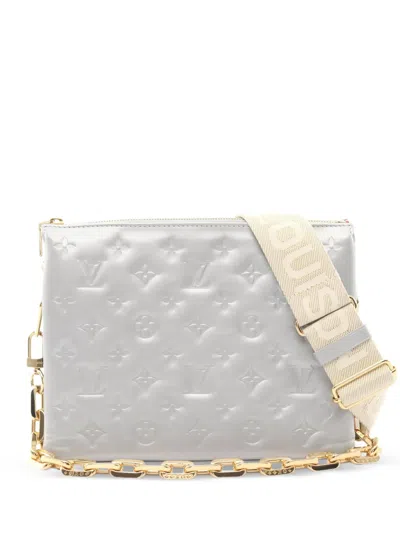 Pre-owned Louis Vuitton 2010s Coussin Pm Monogram-pattern Leather Shoulder Bag In Silver
