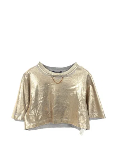 Pre-owned Louis Vuitton 2010s Cropped Chain T-shirt In Gold