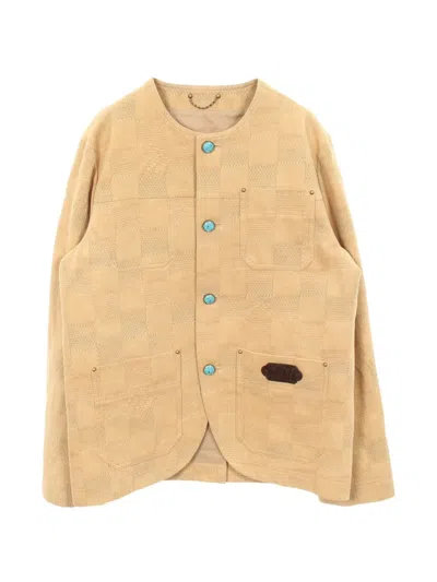 Pre-owned Louis Vuitton 2010s Damier Check No-collar Jacket In Neutral