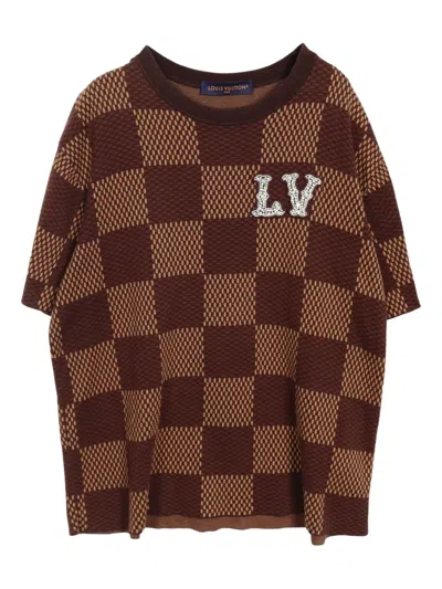 Pre-owned Louis Vuitton 2010s Damier Ebène-pattern T-shirt In Brown
