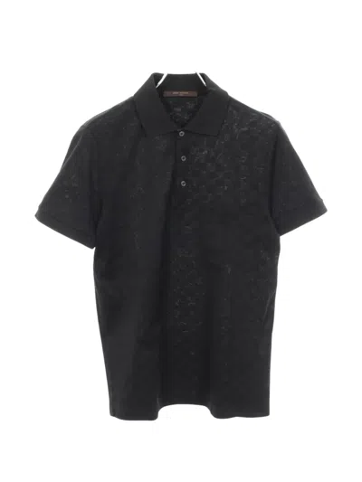 Pre-owned Louis Vuitton 2010s Damier Embroidered Polo Shirt In Black