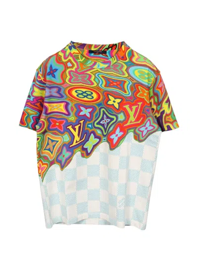 Pre-owned Louis Vuitton 2010s Damier Monogram Short-sleeve Cotton T-shirt In White