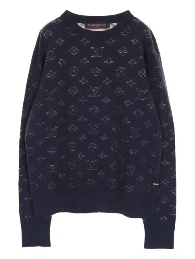 Pre-owned Louis Vuitton 2010s Drop Needle Monogram Sweater In Blue