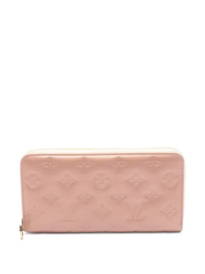 Pre-owned Louis Vuitton 2010s Embossed Zip Leather Wallet In Pink