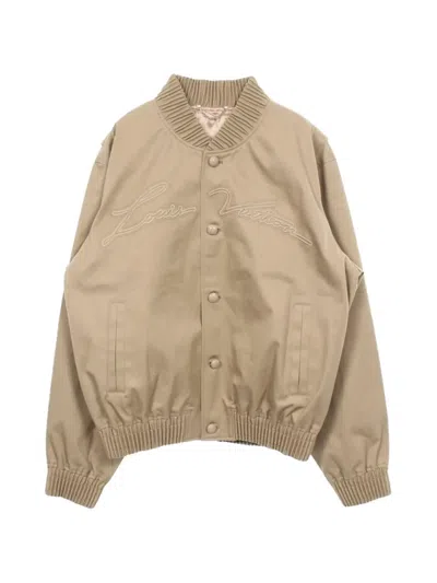 Pre-owned Louis Vuitton 2010s Embroidered Bomber Jacket In Neutrals