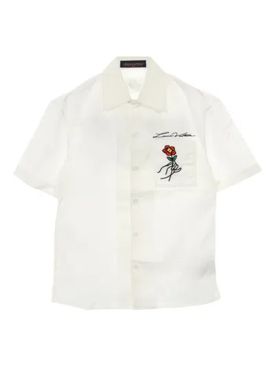 Pre-owned Louis Vuitton 2010s Embroidered Floral Shirt In White