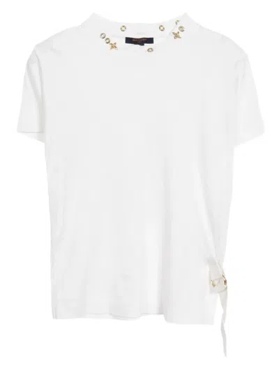 Pre-owned Louis Vuitton 2010s Eyelet-detailing T-shirt In White