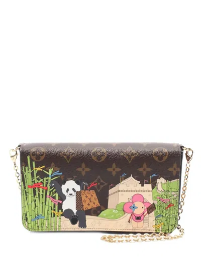 Pre-owned Louis Vuitton 2010s Félicie Monogram Clutch Bag In Brown