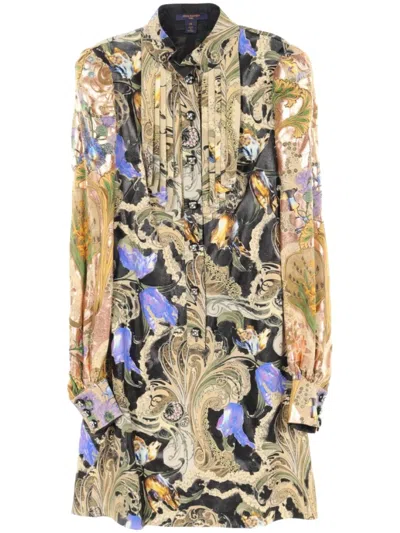 Pre-owned Louis Vuitton 2010s Floral-print Dress In Yellow