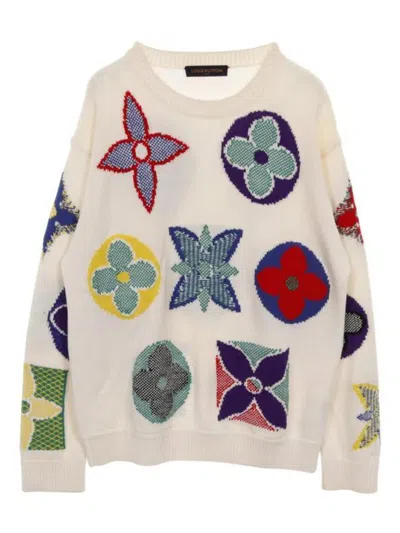 Pre-owned Louis Vuitton 2010s Flower Monogram Sweater In Neutral