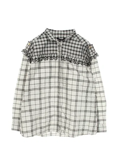 Pre-owned Louis Vuitton 2010s Frill-trim Check Blouse In White