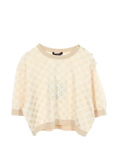 Pre-owned Louis Vuitton 2010s Gingham-pattern Sweater In Neutrals