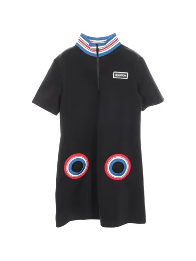 Pre-owned Louis Vuitton 2010s Half-zip Short-sleeve Mini Dress In Black