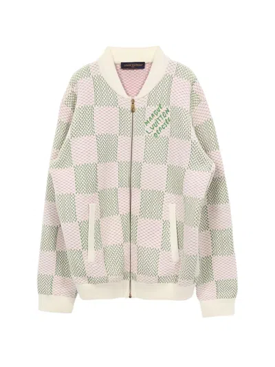 Pre-owned Louis Vuitton 2010s Jacquard Zip-up Bomber Jacket In Pink