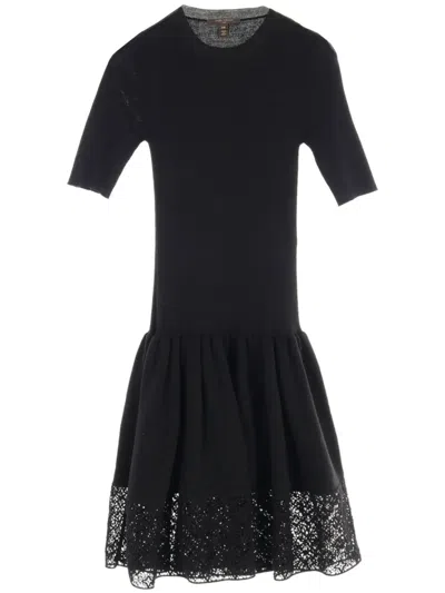 Pre-owned Louis Vuitton 2010s Lace-trim Dress In Black
