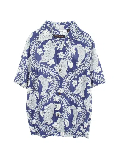 Pre-owned Louis Vuitton 2010s Leaf-print Short-sleeved Shirt In Blue