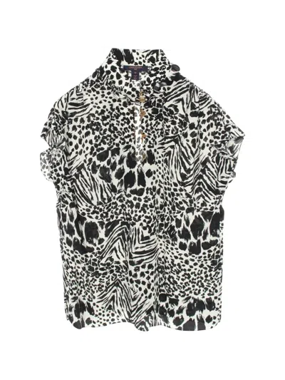 Pre-owned Louis Vuitton 2010s Leopard-print Silk Shirt In White