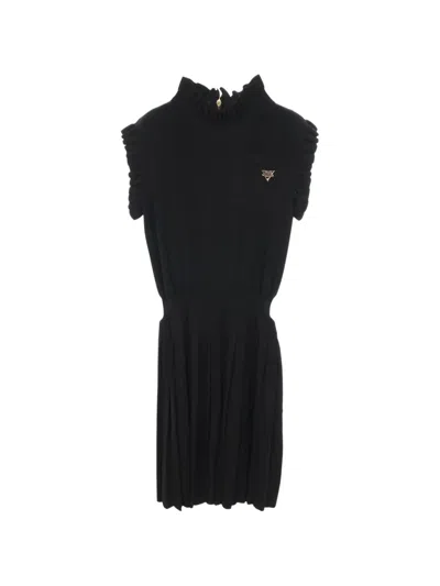 Pre-owned Louis Vuitton 2010s Logo Pleated Dress In Black