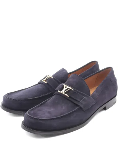 Pre-owned Louis Vuitton 2010s Major Monogram Loafers In Blue