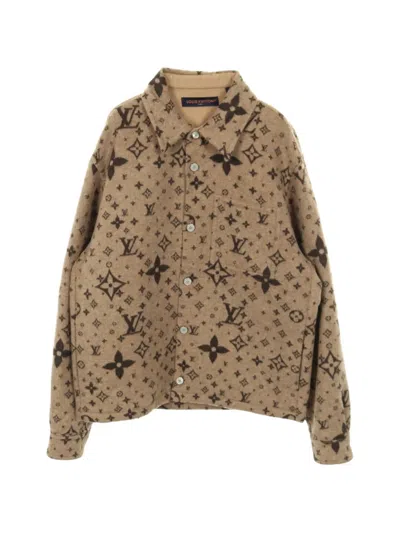 Pre-owned Louis Vuitton 2010s Monogram Buttoned Shirt Jacket In Neutral