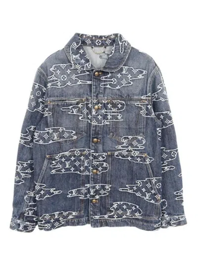 Pre-owned Louis Vuitton 2010s Monogram Denim Jacket In Blue