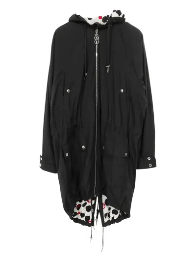 Pre-owned Louis Vuitton 2010s Monogram Dot-lined Coat In Black