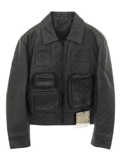 Pre-owned Louis Vuitton 2010s Monogram-embossed Jacket In Black