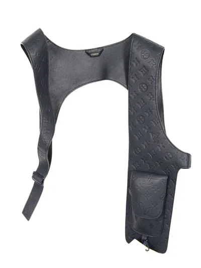 Pre-owned Louis Vuitton 2010s Monogram Embossed Leather Vest In Black
