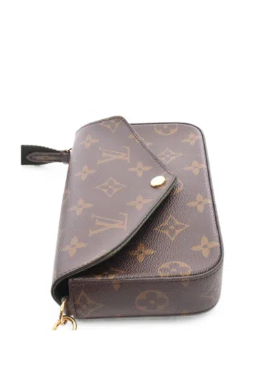 Pre-owned Louis Vuitton 2010s Monogram Félicie Pochette Shoulder Bag In Brown