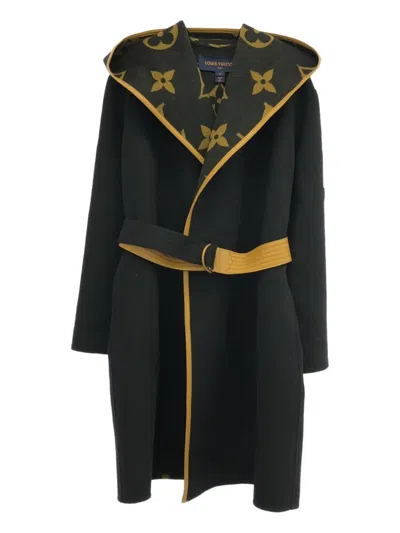 Pre-owned Louis Vuitton 2010s Monogram Hooded Coat In Black