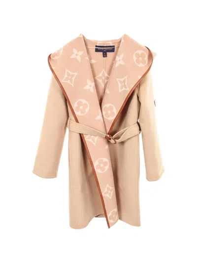 Pre-owned Louis Vuitton 2010s Monogram Hooded Wrap Coat In Neutral