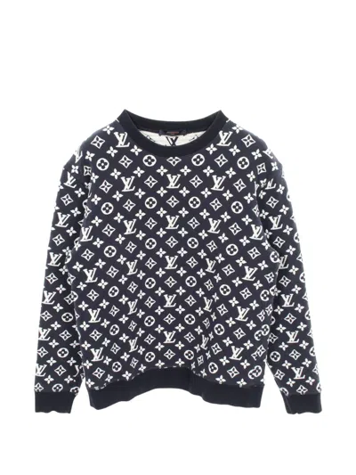 Pre-owned Louis Vuitton 2010s Monogram Jacquard Sweater In Blue
