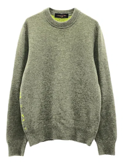 Pre-owned Louis Vuitton 2010s Monogram Knit Sweater In Gray