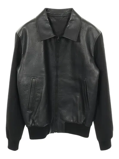 Pre-owned Louis Vuitton 2010s Monogram Leather Jacket In Black
