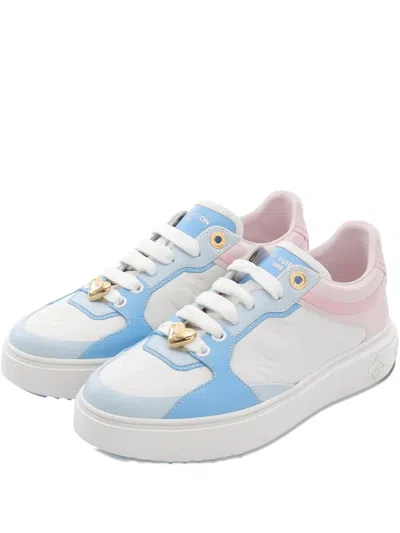 Pre-owned Louis Vuitton 2010s Monogram Leather Sneakers In White