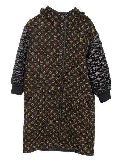 Pre-owned Louis Vuitton 2010s Monogram-pattern Wool Coat In Brown