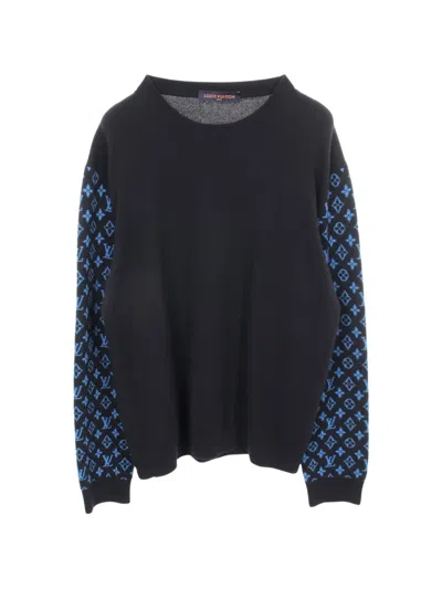 Pre-owned Louis Vuitton 2010s Monogram Sleeves Sweater In Black