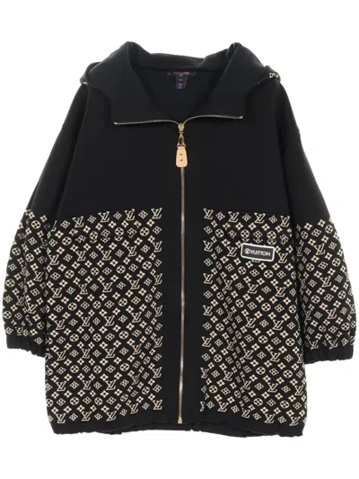 Pre-owned Louis Vuitton 2010s Monogram Zip-up Hoodie In Black