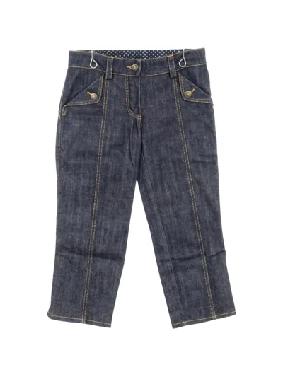 Pre-owned Louis Vuitton 2010s Monogram-print Straight-leg Jeans In Blue