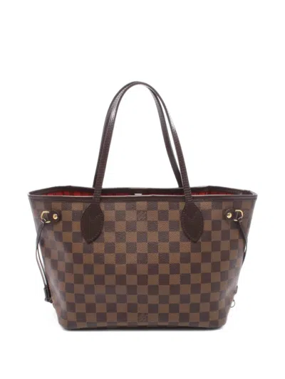 Louis Vuitton 2010s Neverfull Pm Damier Ebene Tote Bag In Orange
