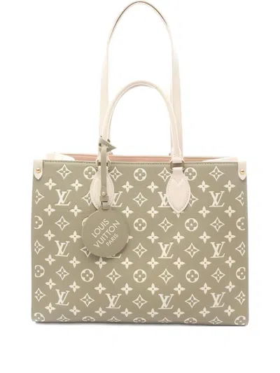Pre-owned Louis Vuitton 2010s Onthego Mm Monogram Leather Tote Bag In Green