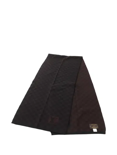 Pre-owned Louis Vuitton 2010s Petit Damier Wool Scarf In Brown