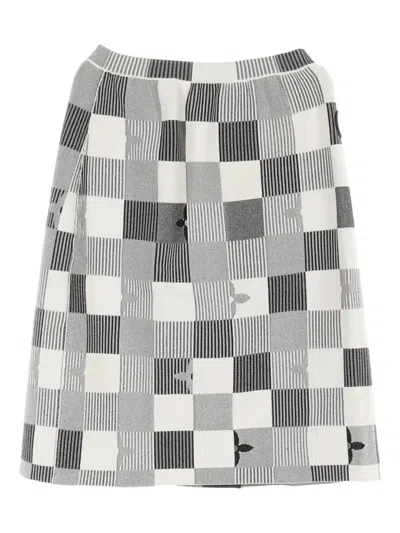 Pre-owned Louis Vuitton 2010s Pop Monogram Damier Mini Skirt In White