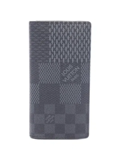 Pre-owned Louis Vuitton 2010s Portefeuil Brother Damier Graphite 3d Long Wallet In Black