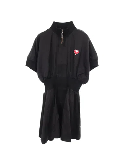 Pre-owned Louis Vuitton 2010s Puff-sleeve Zip-up Mini Dress In Black