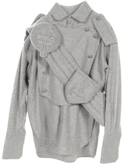 Pre-owned Louis Vuitton 2010s Sash And Patch Shirt Jacket In Grey