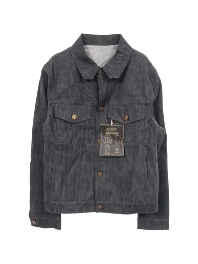Pre-owned Louis Vuitton 2010s Shadow Monogram Denim Jacket In Grey