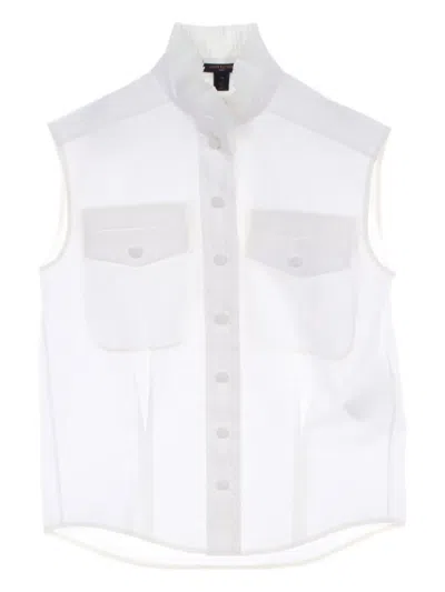 Pre-owned Louis Vuitton 2010s Sleeveless Cotton-blend Shirt In White