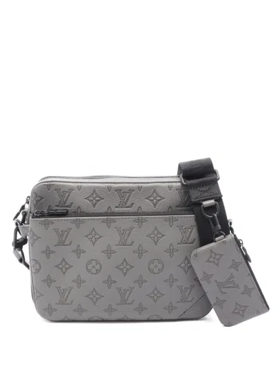 Pre-owned Louis Vuitton 2010s Trio Monogram Messenger Bag In Gray